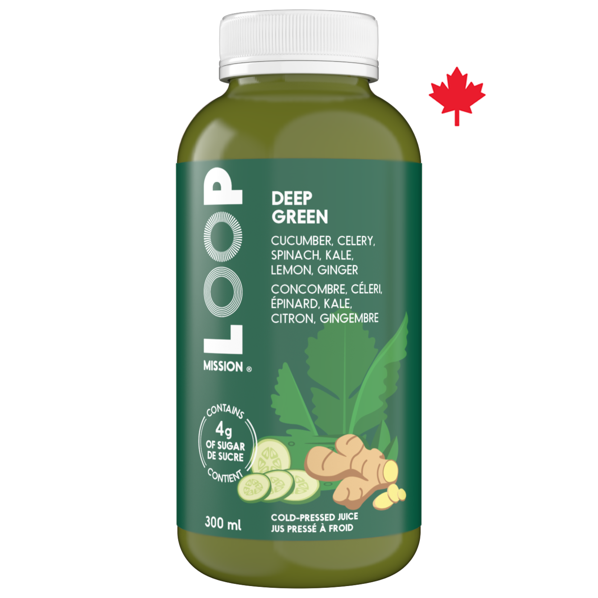 DEEP GREEN 300ml - Cold Pressed Juice - LOOP Mission
